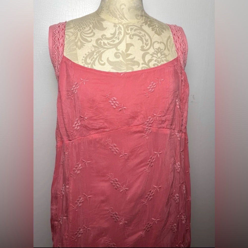 Johnny Was Natasha Maxi Dress 2X Coral Embroidered Boho Flowy